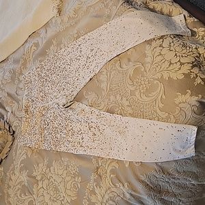 Zyia white and gold leggings size 8-10